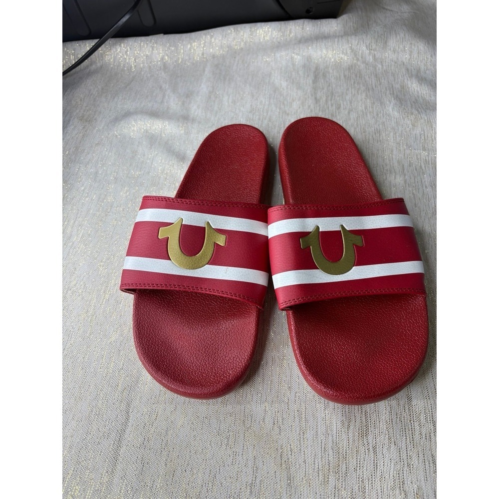 Red True Religion Men's Buddha Logo Slide Sandals size 9